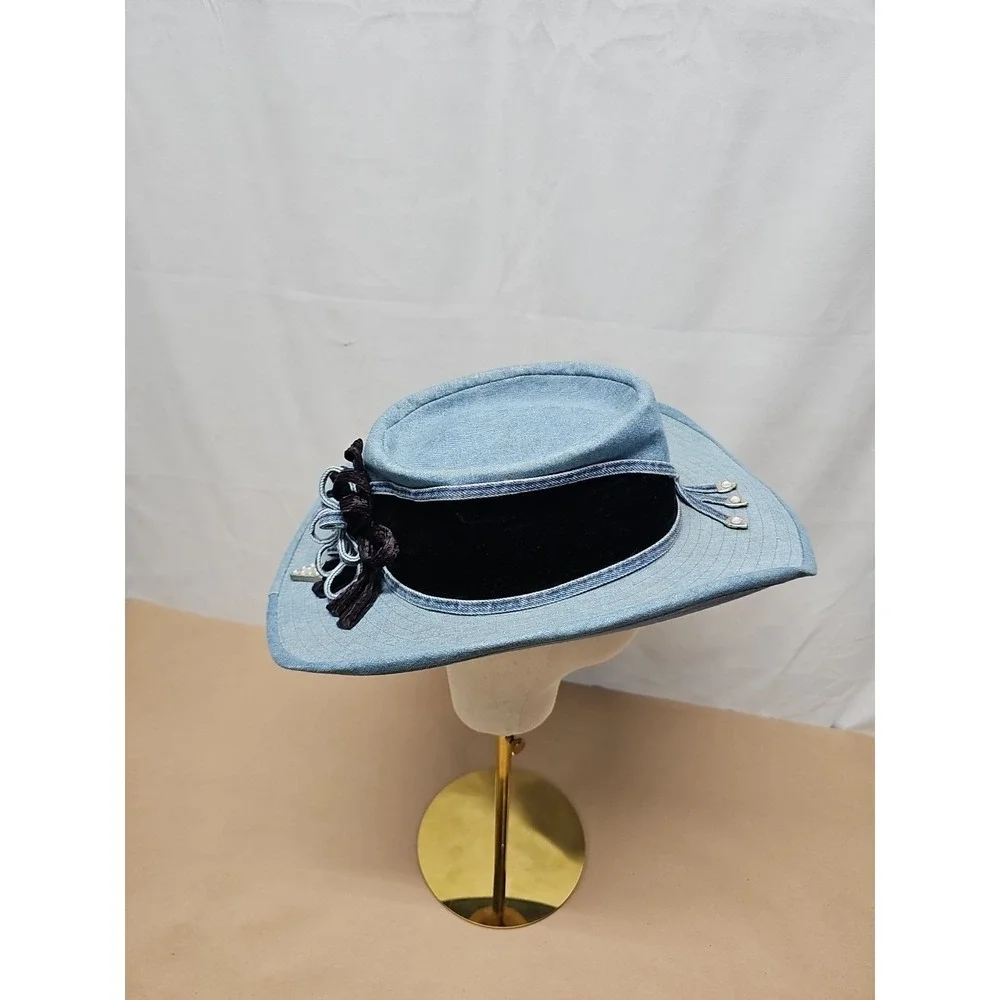 Simply Barbara Women Blue Cowboy Western Cotton Blend Usa Beyonce Outdoor Hat |M
